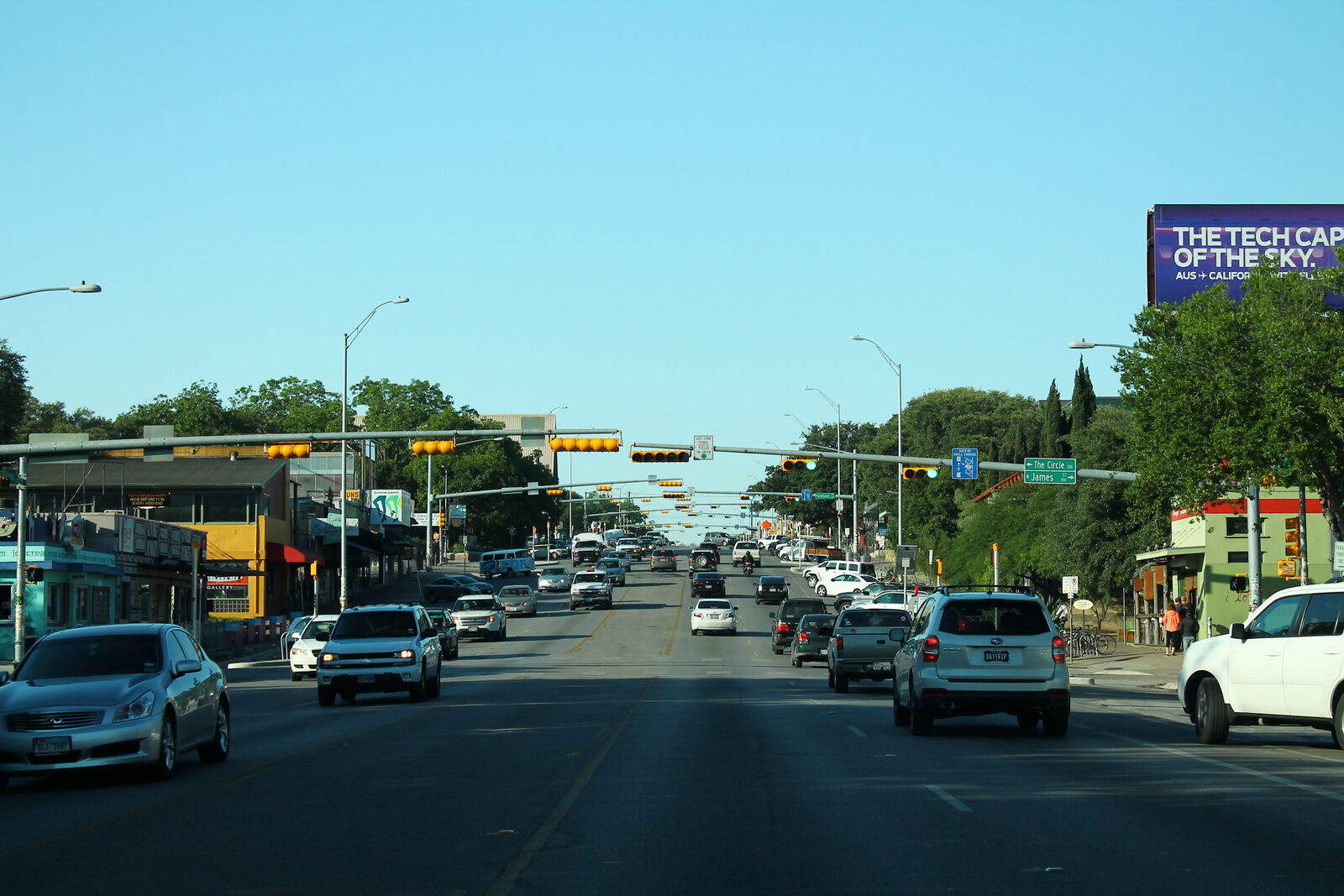South Congress Avenue looking north toward the Texas Capitol dome